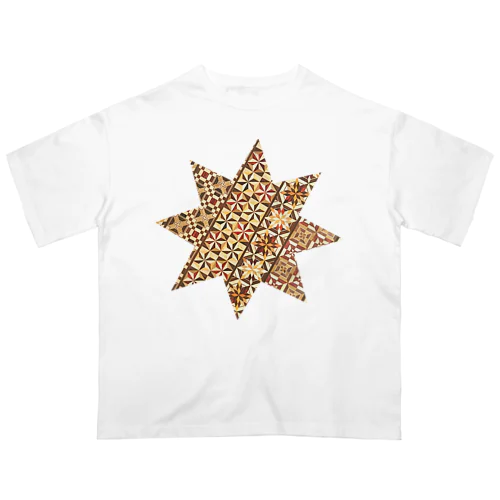 寄木　八芒星 ダビデの星 八角星、八線星、 星型八角形、ヘキサグラム  　縁起の良い神聖な図形  オーバーサイズTシャツ