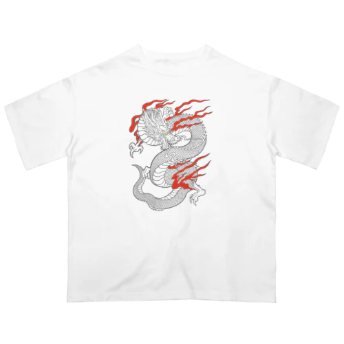 白龍 (線画) オーバーサイズTシャツ