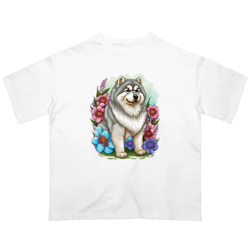 花アラスカの子犬。 愛犬家のためのキュートなデザイン。 Oversized T-Shirt