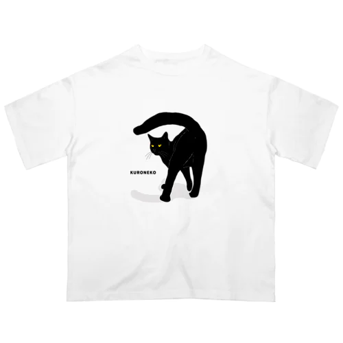 黒猫たんのおちりが堪能出来る権利の付与 黒ロゴ オーバーサイズTシャツ