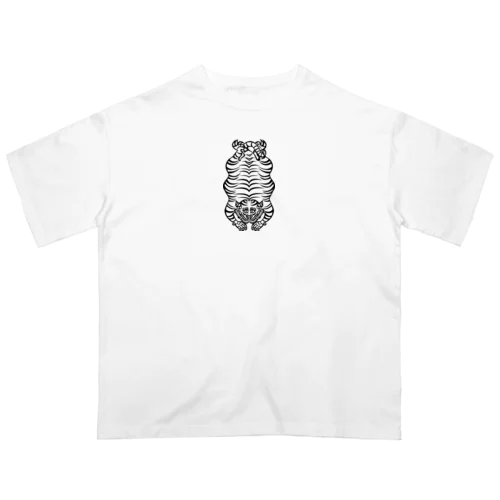 【黒】平たい虎  Oversized T-Shirt