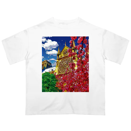 パリ 春のノートルダム大聖堂 オーバーサイズTシャツ