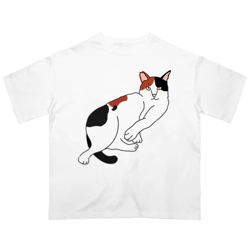 まったり猫 三毛 オーバーサイズTシャツ