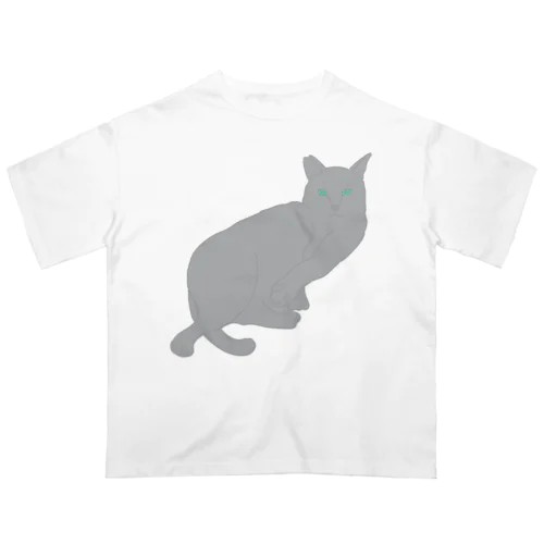 まったり猫 グレー オーバーサイズTシャツ