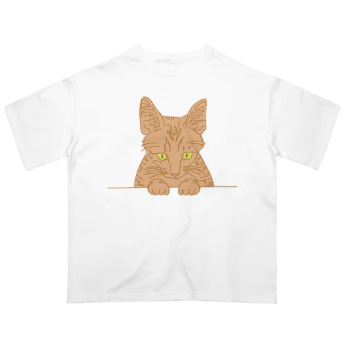 ひょっこり顔出し猫　茶トラ オーバーサイズTシャツ