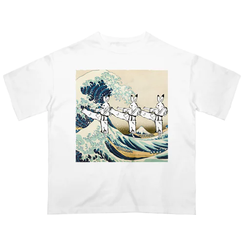 鳥獣戯画うさぎ✖︎空手✖︎浮世絵 オーバーサイズTシャツ