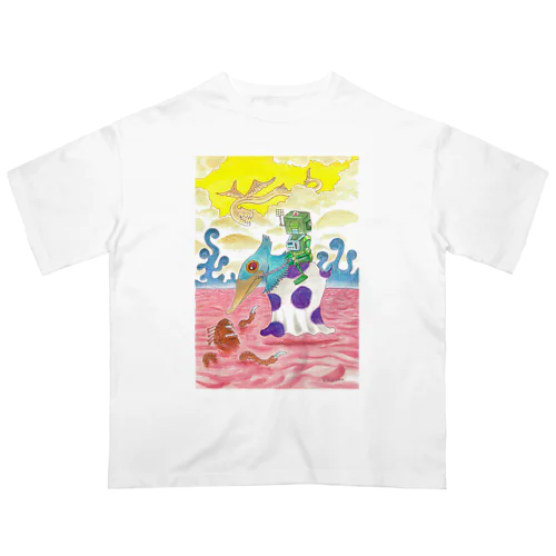 手描きイラスト　不思議な散歩🌈 Oversized T-Shirt