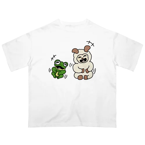 ヒツジトカエル 大笑いするふたり オーバーサイズTシャツ