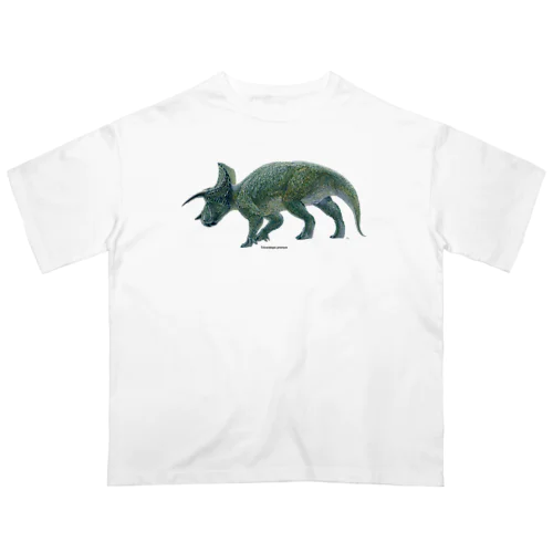 Triceratops prorsus(トリケラトプス ・プロルスス)着彩画 オーバーサイズTシャツ