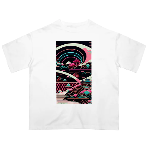 レトロでエモい"lofiアート"【浮世絵サイバーパンクシティ】 オーバーサイズTシャツ