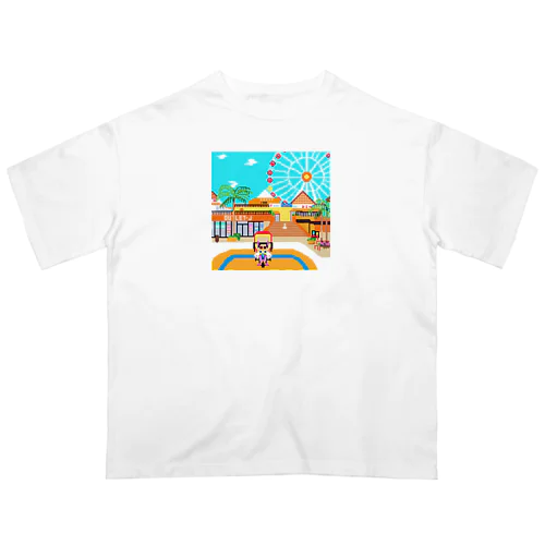 01ドット絵　ruruちゃん/三輪車でお散歩　アメリカンビレッジ編 Oversized T-Shirt