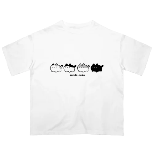 ずんどうネコ / モノクロ オーバーサイズTシャツ