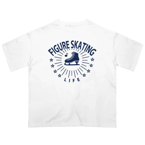 フィギュアスケート・星・figure skating・グッズ・デザイン・フィギアスケート・#Tシャツ・ステップ・スピン・ジャンプ・スケート靴イラスト・技・男子・女子・かっこいい・かわいい・アイスダンス オーバーサイズTシャツ