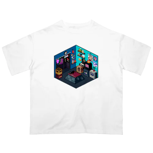 VA-11 Hall-A ジルの部屋風なピクセルルームTシャツ【白】 Oversized T-Shirt