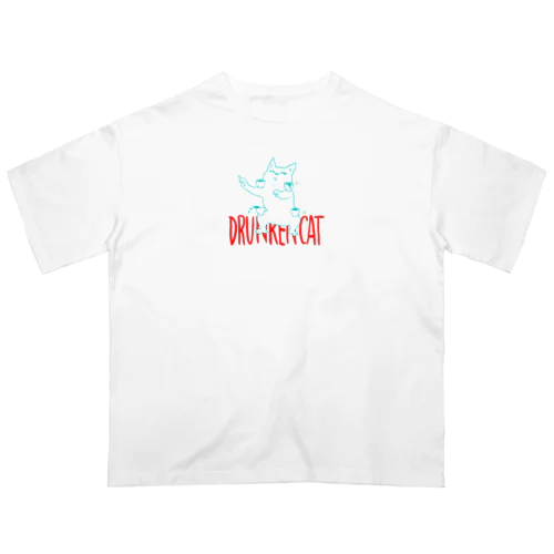    酔拳ねこ（黒無地用） Oversized T-Shirt