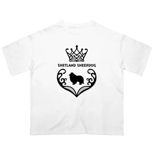 シェルティ　crown heart　onehappiness　black オーバーサイズTシャツ