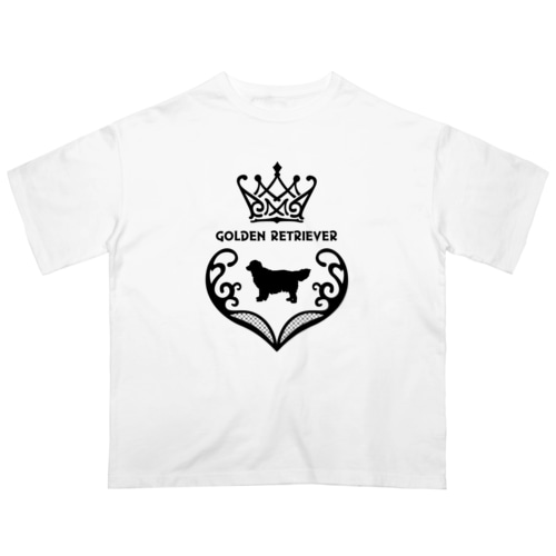 ゴールデンレトリバー　crown heart　onehappiness　black Oversized T-Shirt