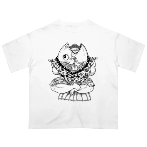 魚と一体化した仏様 オーバーサイズTシャツ