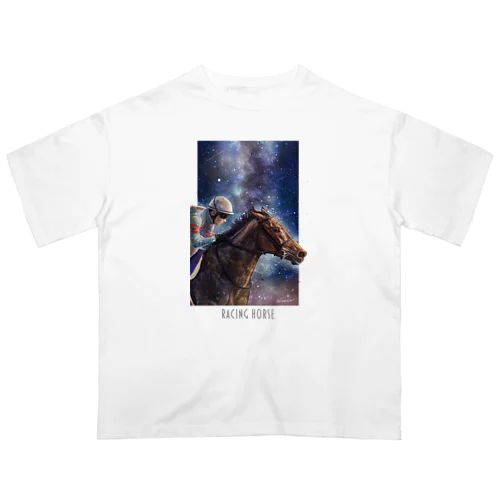 星空と競走馬　文字あり Oversized T-Shirt