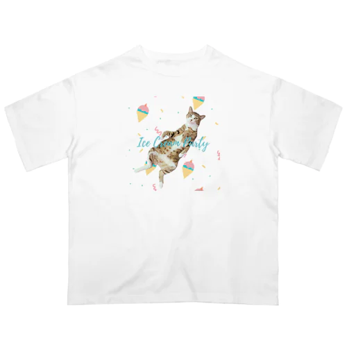 Ice cream party(cat) オーバーサイズTシャツ