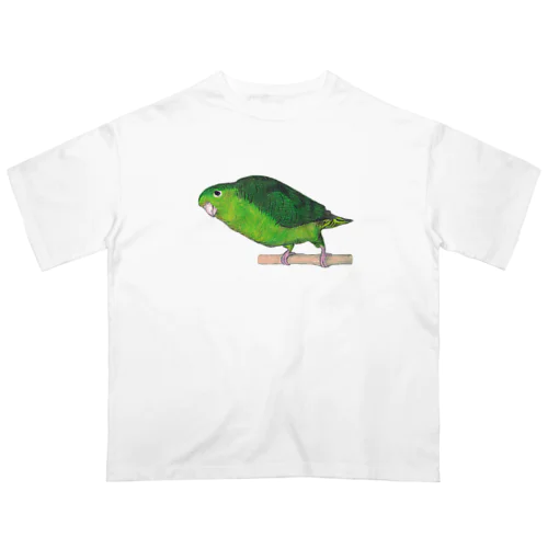 [森図鑑] サザナミインコ緑色 オーバーサイズTシャツ