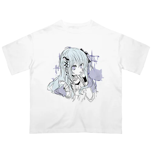 淡色青紫系女の子 オーバーサイズTシャツ