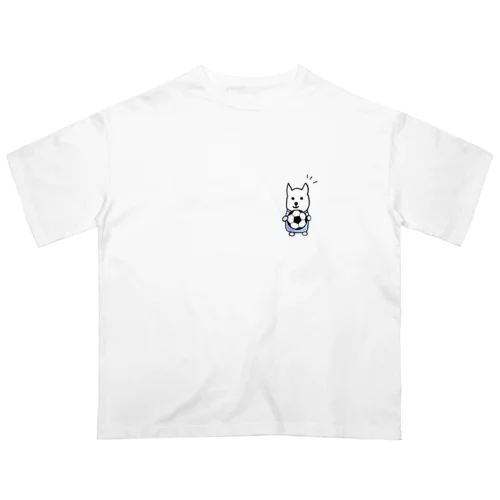 サッカー犬さん♪Part2（背景なし） オーバーサイズTシャツ