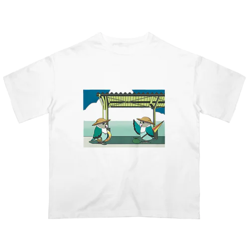 夏のボタンインコ オーバーサイズTシャツ