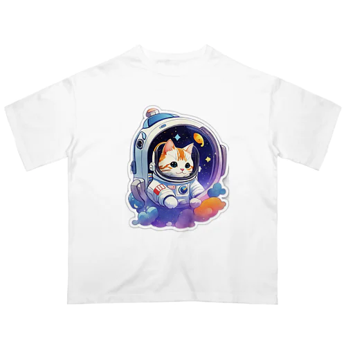 とっても可愛いネコの宇宙飛行士 オーバーサイズTシャツ
