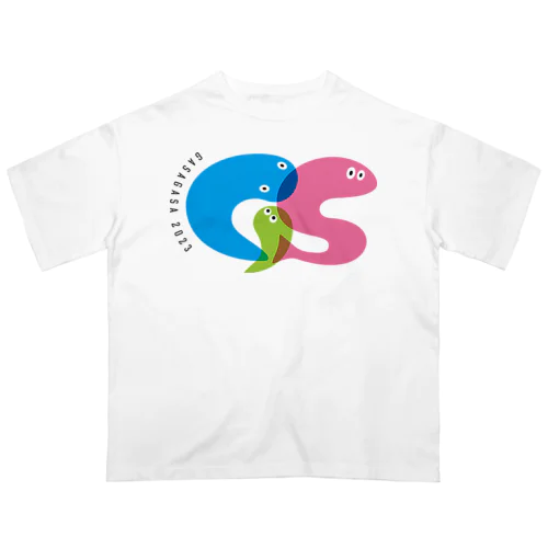 いきものガサり タイポグラフィ（カラー1） Oversized T-Shirt