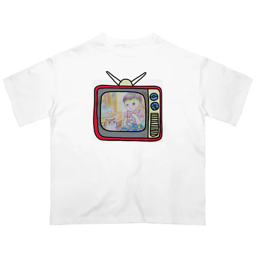 レトロテレビ　カラー オーバーサイズTシャツ