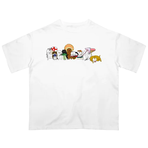 猫とキノコと時々犬 Oversized T-Shirt