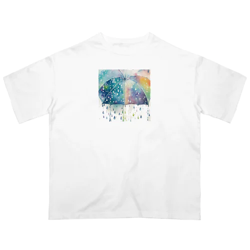 水彩風雨の風景 オーバーサイズTシャツ