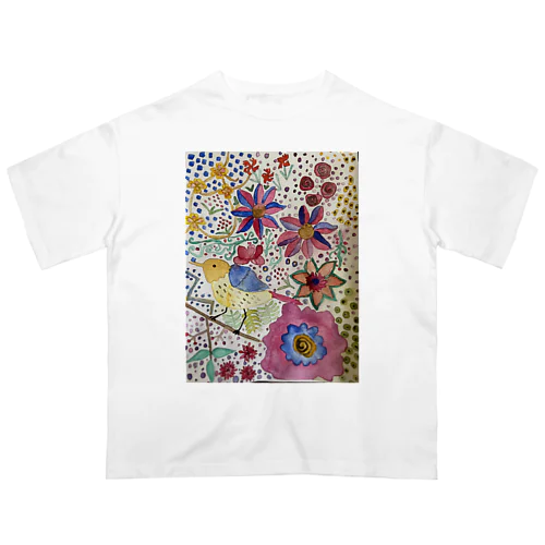 鳥と花のよろこび オーバーサイズTシャツ