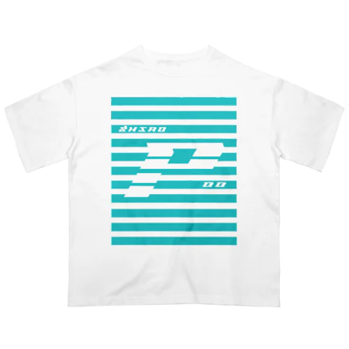 ボーダー（しろぷぅ）青系 Oversized T-Shirt