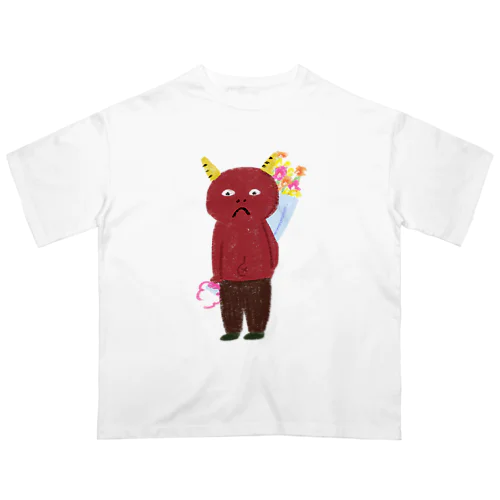 アカオニくん　花束 Oversized T-Shirt