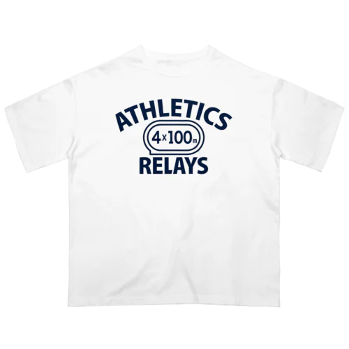 4×100mリレー・リレー競走・400メートルリレー走・グッズ・オリジナル・デザイン・Tシャツ・陸上部・男子・女子・美男子・美女・かっこいい・かわいい・選手・400mR・4継・四継・よんけい・入賞・応援 Oversized T-Shirt