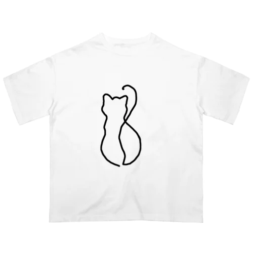 猫　ライン オーバーサイズTシャツ