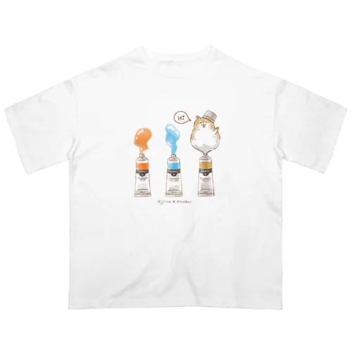 絵の具チューブからこんにちは！ポメラニアン 3色ver. Oversized T-Shirt