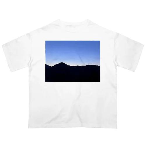 Azure Twilight Glow of Japan's Rural Mountain Ranges Oversized T-Shirt