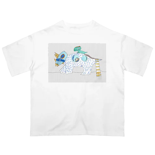 恐竜 トリケラトプス HELLO！ オーバーサイズTシャツ