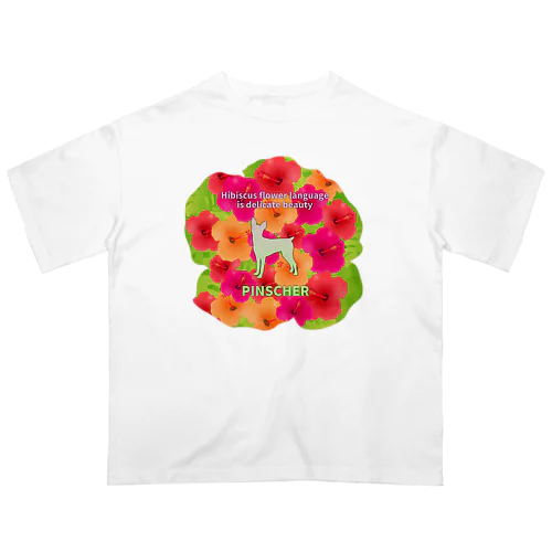 ピンシャー　hibiscus　花言葉　onehappiness オーバーサイズTシャツ