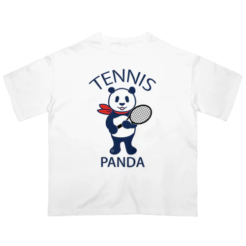 パンダ・テニス・全身・イラスト・ラケット・TENNIS・アイテム・デザイン・ガット・スポーツ・Tシャツ・サーブ・かっこいい・かわいい・選手・画像・ボール・王子・絵・オリジナル（C） Oversized T-Shirt