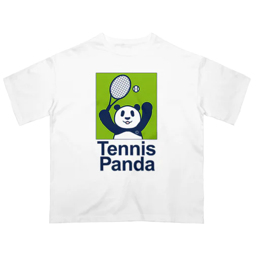 パンダ・テニス・TENNIS・アイテム・デザイン・ラケット・ガット・イラスト・スポーツ・Tシャツ・サーブ・かっこいい・かわいい・選手・画像・ボール・王子・絵・オリジナル（C） オーバーサイズTシャツ