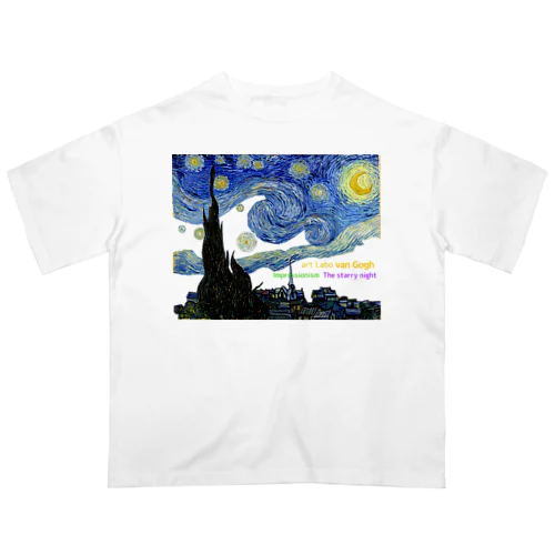 ゴッホ 【世界の名画】 星月夜 アレンジ ポスト印象派 絵画 美術 art van Gogh オーバーサイズTシャツ