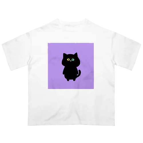 黒猫 しじみさん【紫】 Oversized T-Shirt