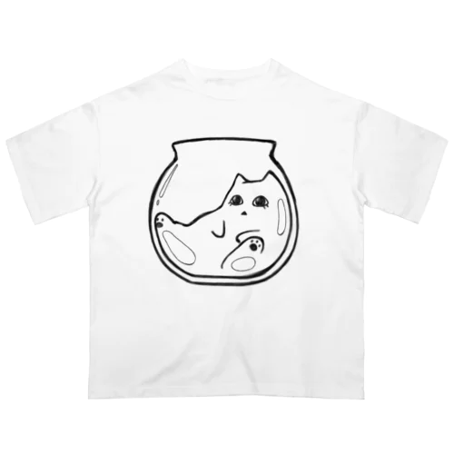 ガラス瓶とねこ Oversized T-Shirt