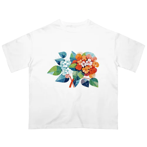 オレンジブルーハイドレンジア Oversized T-Shirt