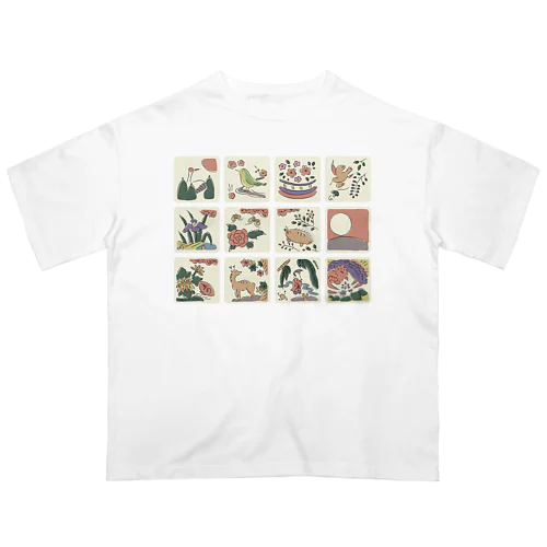 ゆる花札大集合 オーバーサイズTシャツ