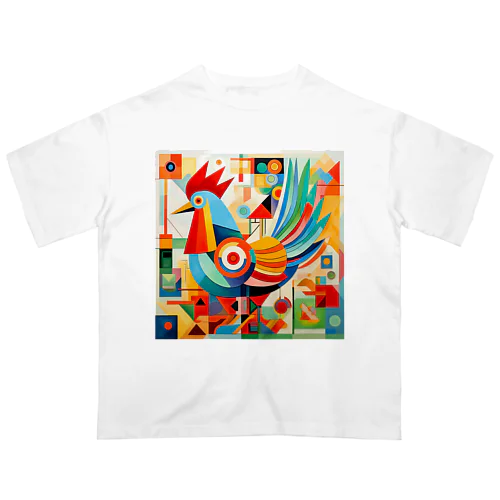 モダン鶏アート　Modern Chicken Art オーバーサイズTシャツ